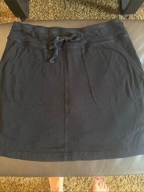 Tribal Black Drawstring Mini Skirt with Front Pockets and Built-In Shorts